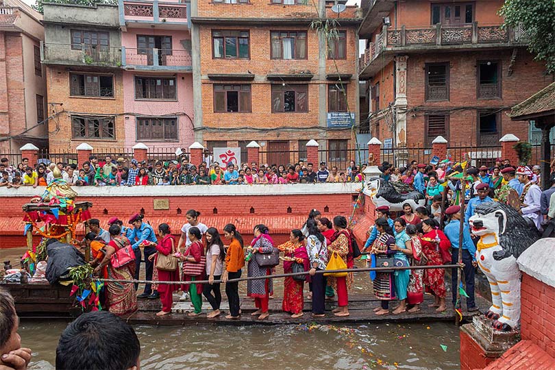 Crowd Queuing Kumbheshwar temple during Janai Purnima