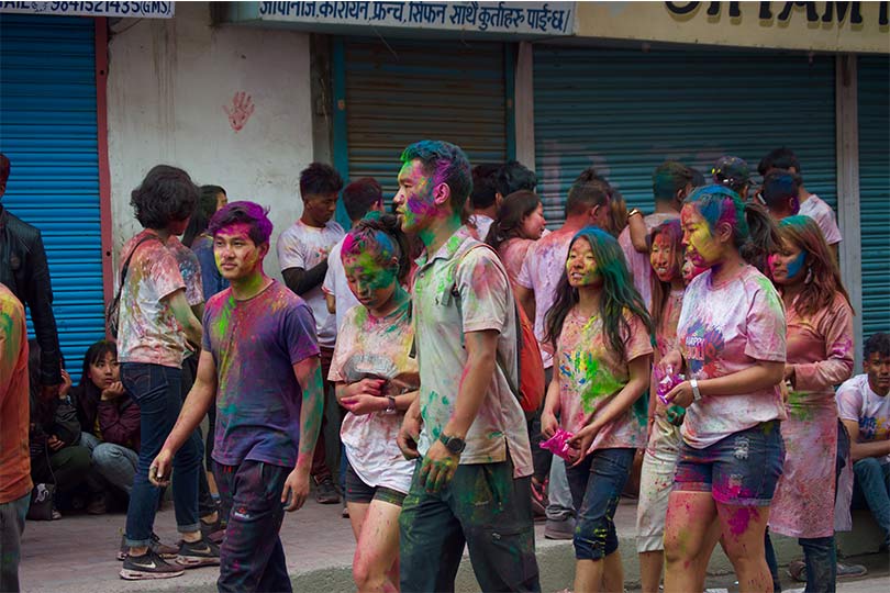 People Celebrating Holi in Nepal