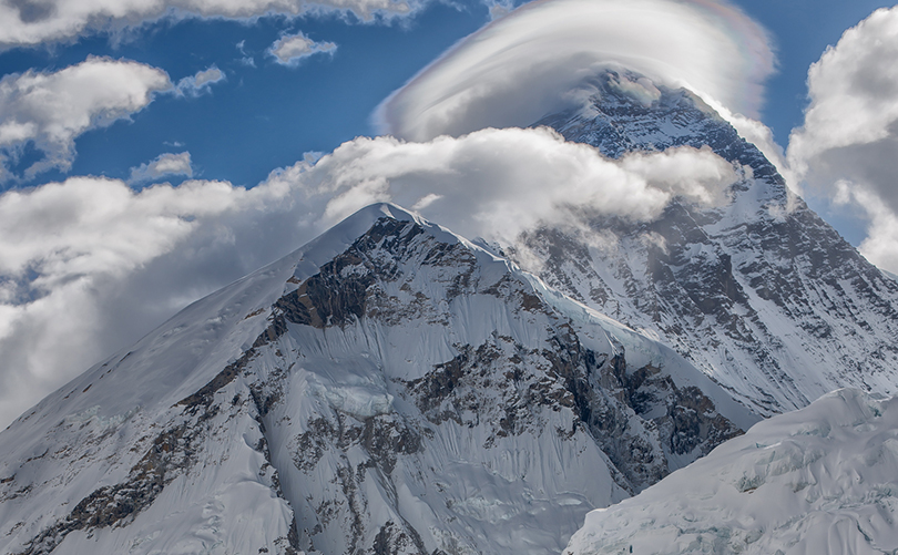 Rare view of Mount Everest hidden in clouds