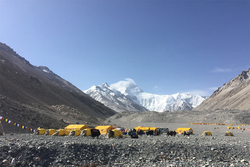 Camping in the Northern Base Camp of Mount Everest from Tibet