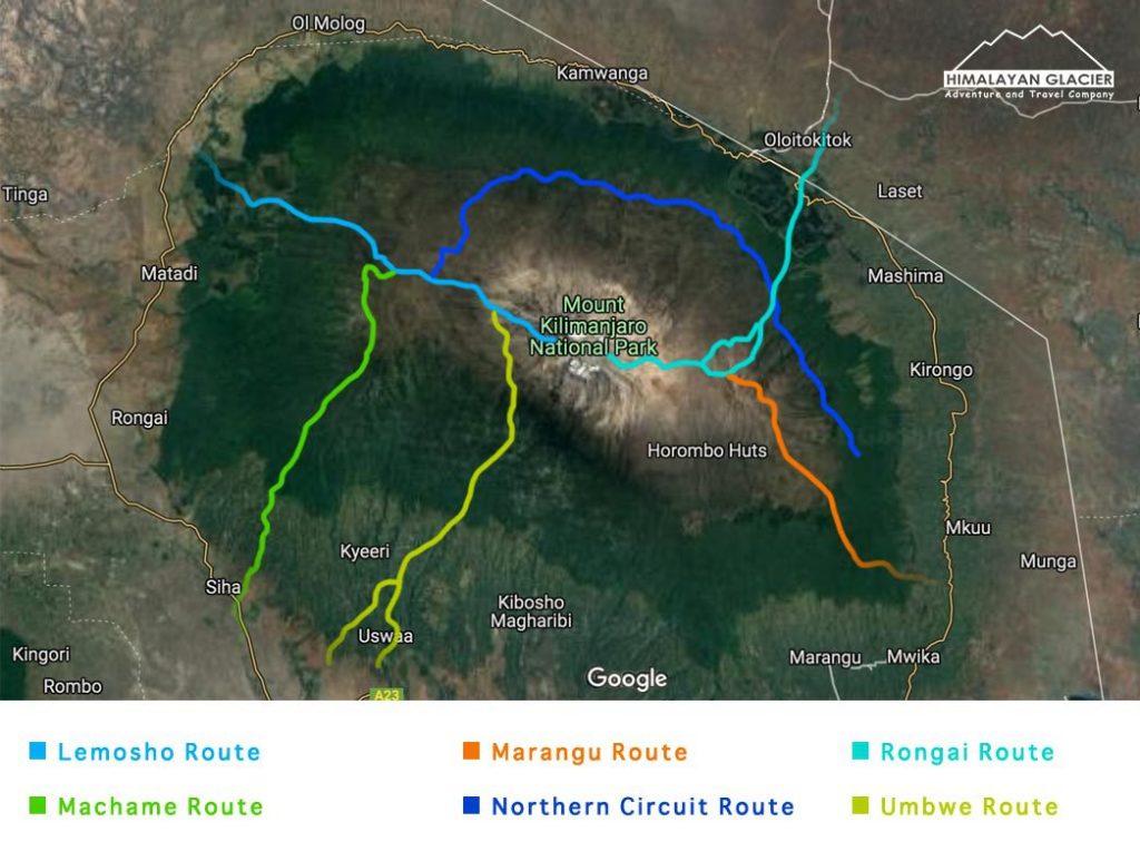 Various Routes to Climb Mount Kilimanjaro