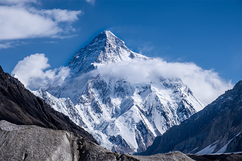 K2. the most dangerous peak to climb; one of the highest 14 peaks in the world